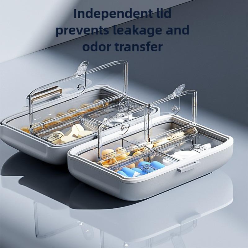 Portable 7 Day Pill Organizer Box Mini Medicine Case Light Blocking Design for Vitamins Fish Oils Medication Storage