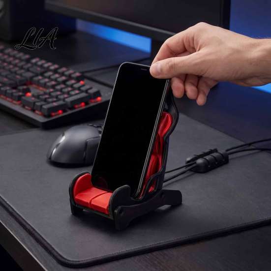 Desktop Mobile Holder for Racing Fans Seat Phone Holder, Stand, Adjustable Vertical and Horizontal Gaming Desk Accessories Gamers Viewing Angle Mount