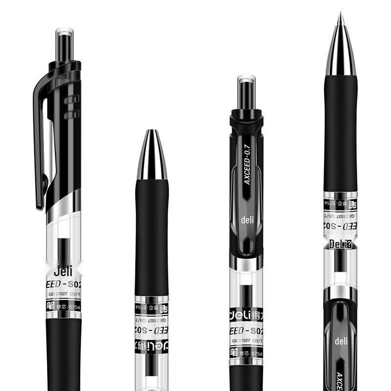Deli S02 0.7mm Retractable Black Gel Pen (12-Pack)