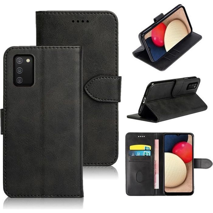 Etui - Samsung - Galaxy A03S/A02S - Cuir - Fermoir Magnétique - Support Intégré