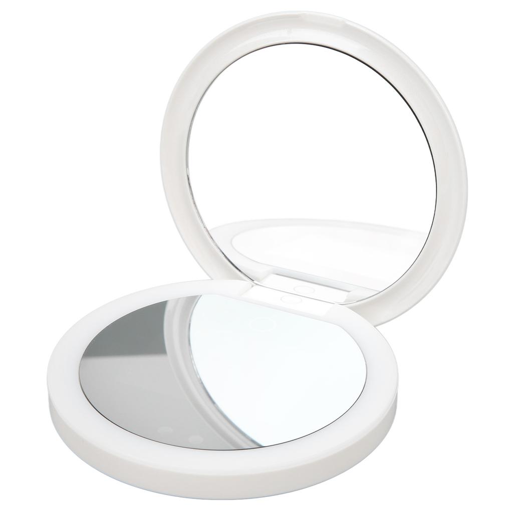 Travel Compact Mirror with UV Camera Sun Testing Double Side Adjustable Light Makeup Mirror for Pocket Purse Handbag