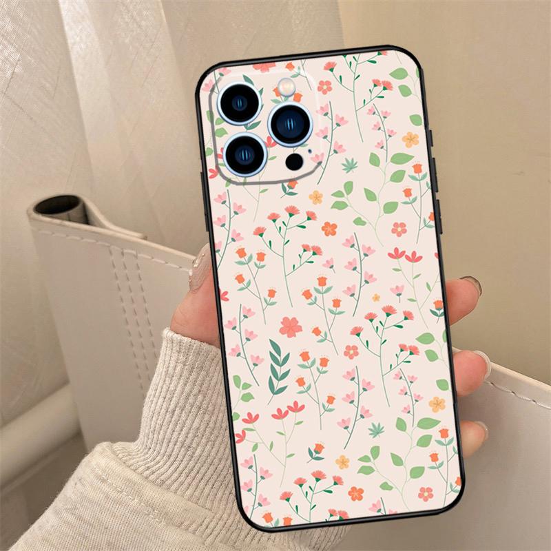 Floral Theme Pattern Phone Case For iPhone 17 16 15 13 11 12 14 Pro Max mini 15 16 Plus 16e 17 Air Cover Coque