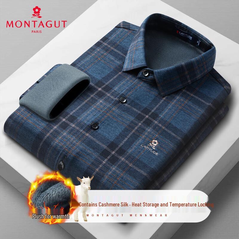 Montagut Men s Cashmere Silk Thermal Plaid Shirt 54