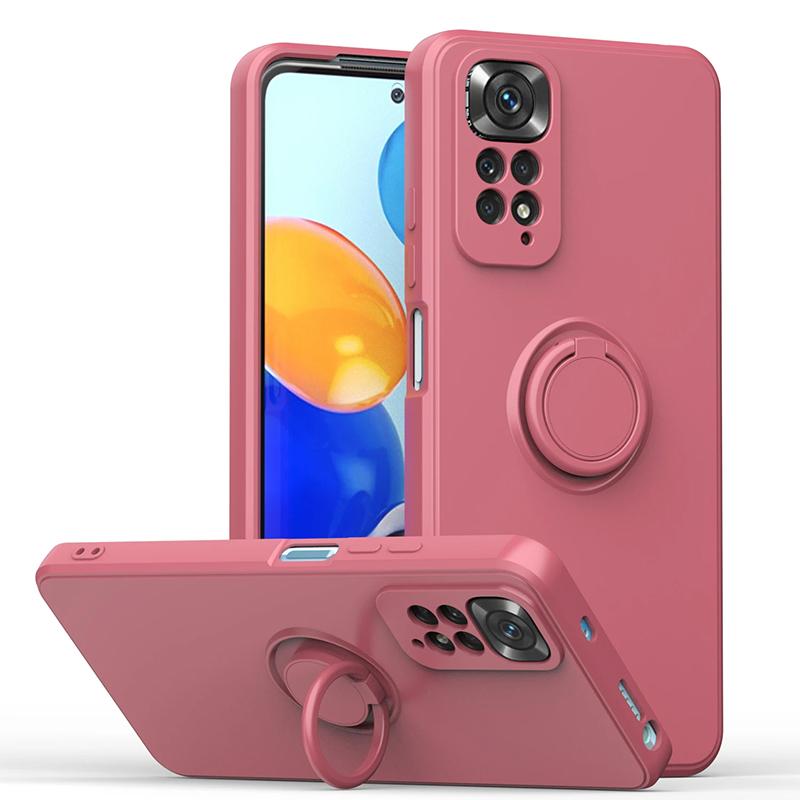 Liquid Silicone Ring Holder Soft Phone Case For Redmi Note 12 Pro 11 10 S 9S 9 Shockproof Back Cover For Xiaomi 11T 12T Pro Lite