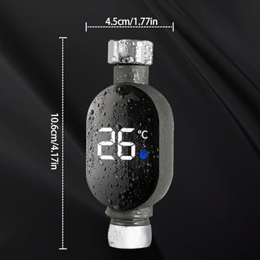 Shower LED Water Thermometer with Temperature Display, 0-99°C Range Stainless Steel ABS PC, Leak-Proof 1/2 Inch Thread