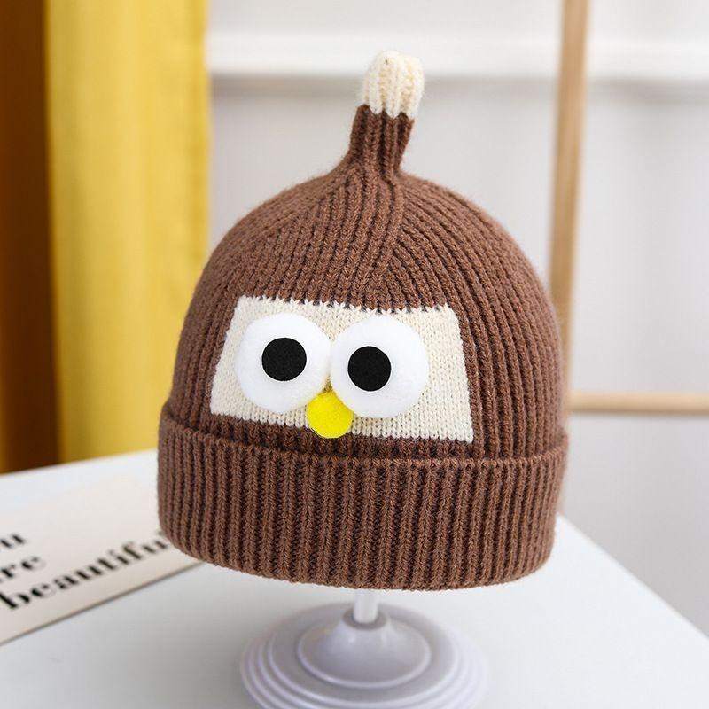 Baby Hat Cute Bear Knitted Ear Hat Children's Winter Thickened Warm Wool Hat Infant Hat