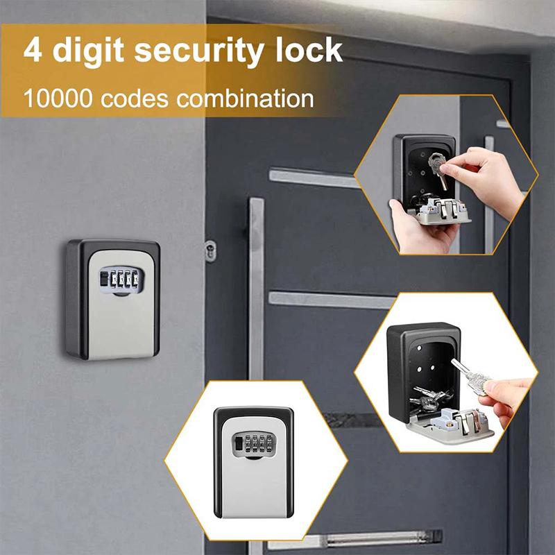 Metal Material Password Lock Storage Box Outdoor Waterproof Wall Mount 4 Digit Password Key Box Anti Theft Lock Safe Box