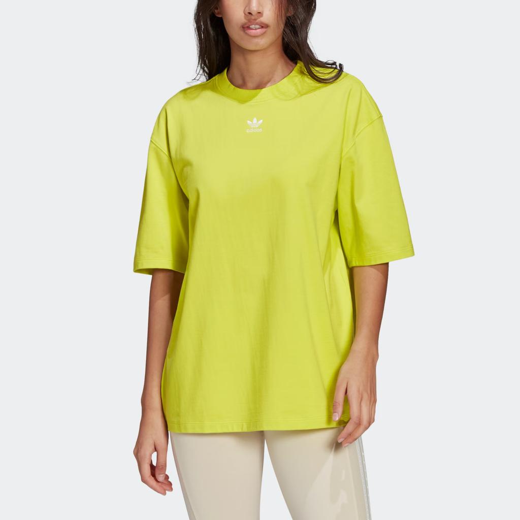 Adidas Originals Adicolor Essential Comfortable Short Sleeve Drop Shoulder T-Shirt Women Tops Yellow H45580