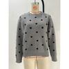 Women Loose Fit Long Sleeve Pullover Knit Sweater Polka Dot Jacquard