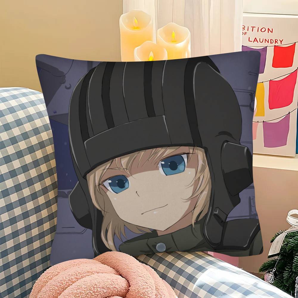 1pc Anime Girls Und Panzer Der Film Pillow Case Fashion Square Pillowcase Bedroom Sofa Room Ins Decoration Leisure