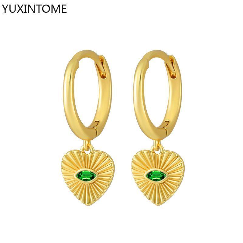 925 Silver Ear Needle Exquisite Heart Pendant Hoop Earrings Fashion Geometric Zircon Stud Earrings Women's Fine Jewelry