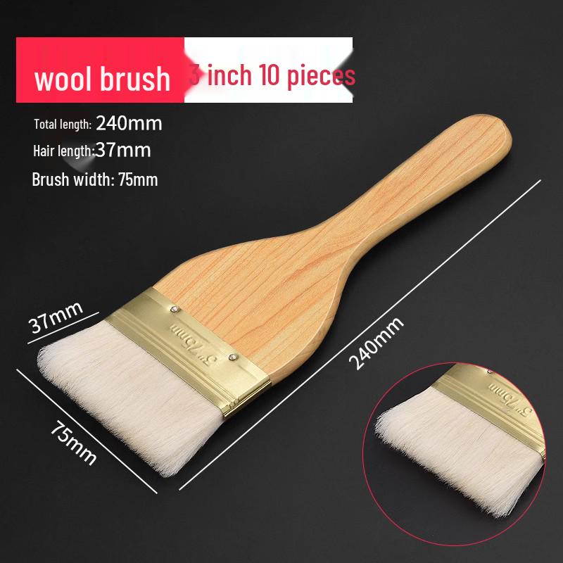 Wool-Latex Paint Brush with Wooden Handle, Soft Non-Shedding Bristles, Ideal for Wall Cleaning and Painting
