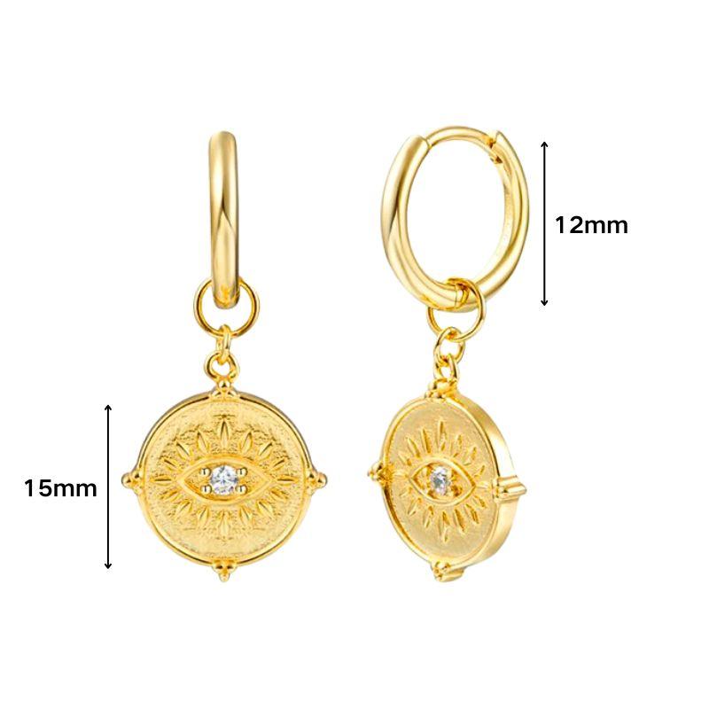 925 Silver Needle Square Pendant Hoop Earrings Vintage Gold Earrings For Women Shell Pendant Earring Fashion Jewelry Accessories