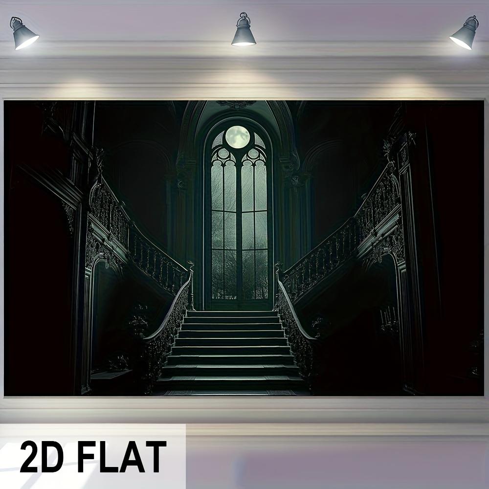 Two-dimensional plane, two-dimensional plane printing, Gothic castle interior wall tapestry, ghost Halloween background curtain 100x150cm