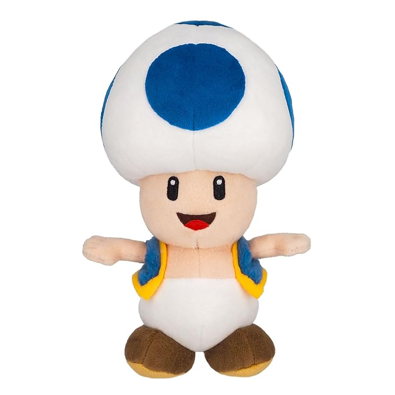 Sanei Boeki Super Mario ALL STAR COLLECTION Blue Toad (S) W11 x D10 x H20cm Plush Toy AC31