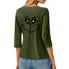 3/4 Sleeve Tops For Women T-Shirt Casual Christmas Print Tops T Shirt Round Neck Pullover Blouse