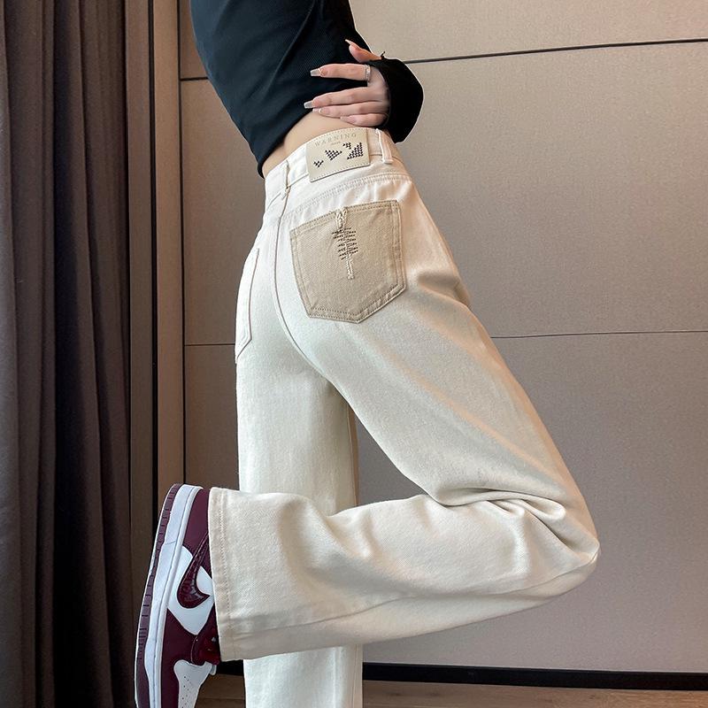 2025 Women s High Waist Wide Leg Jeans: Fashionable, Slimming, Loose Fit for Spring & Autumn L