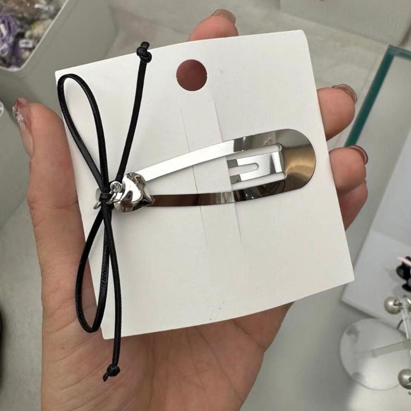 Schleifenherz-Anhänger Haarspange Metall-Druckverschluss Bunte Haarnadel für Damen und Mädchen Modisches Haaraccessoire