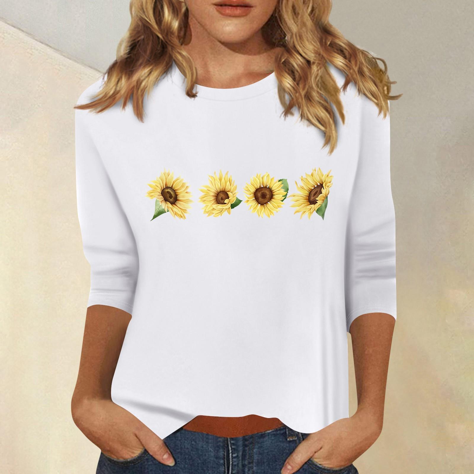 

Жіночий модний повсякденний топ із сімома рукавами та круглим вирізом XL білий