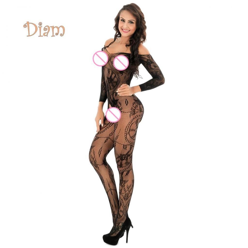 Acadele Femei Hot Sexy See-through Crotchless Off Umeri Neted Bodystocking Lenjerie de noapte