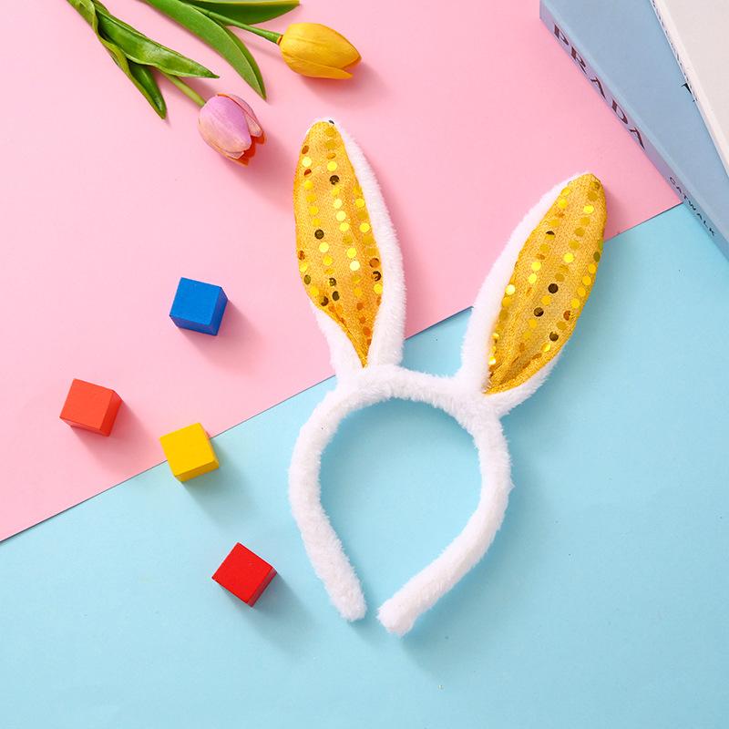 1PC Plush Sequin Rabbit Ear Headband Cross-border  Children's Holiday Party Halloween Dressing Headwear.