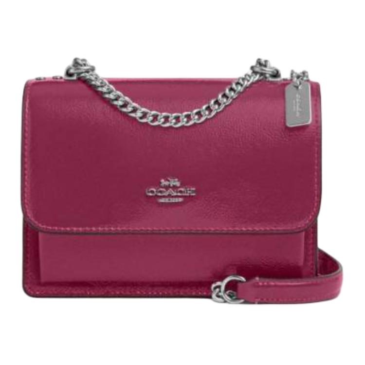 

Coach Klare 18 Silver Metal Logo Charm Patent Leather Shoulder Bag Small Women Shoulder Bag Purple CW205-SVPK Basic Set (Bag+Dust Bag)