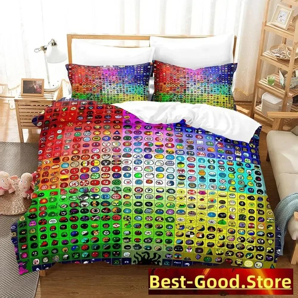 

Countryball Polandballs Bedding Set Printed Bed Set With Pillowcase Duvet Cover Soft Single Double Queen Super King Size EU Double(200*200cm)3pcs