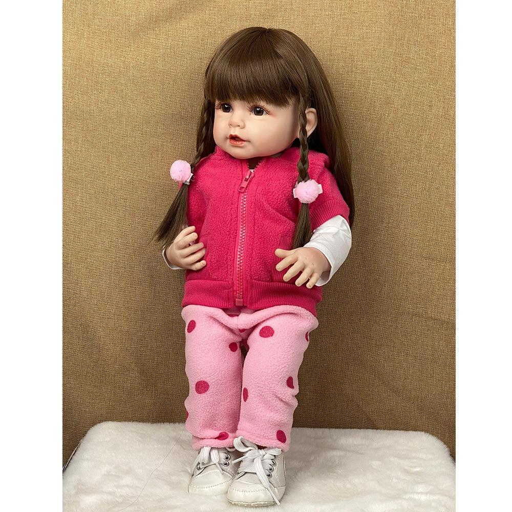 Realistic Reborn Baby Girl Dolls Betty Raya Pasted Wig Hair Simulation Doll 55cm Full Silicone Body Bathing 22 Inch Collection Art Doll Baby Play Toys