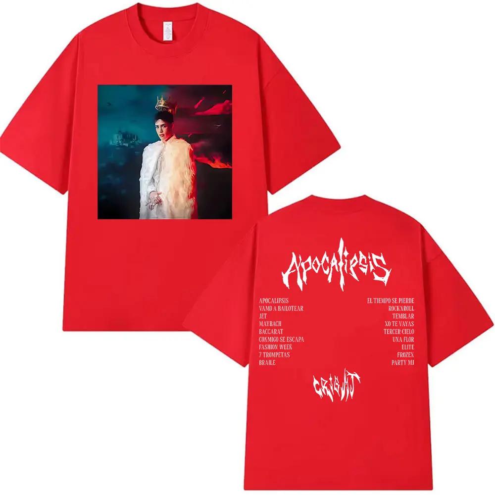 Rapper Cris MJ Apocalipsis 2025 Album Graphic T Shirts Mens Hip Hop Gothic Fashion Retro Cotton Short Sleeve Tshirt Streetwear