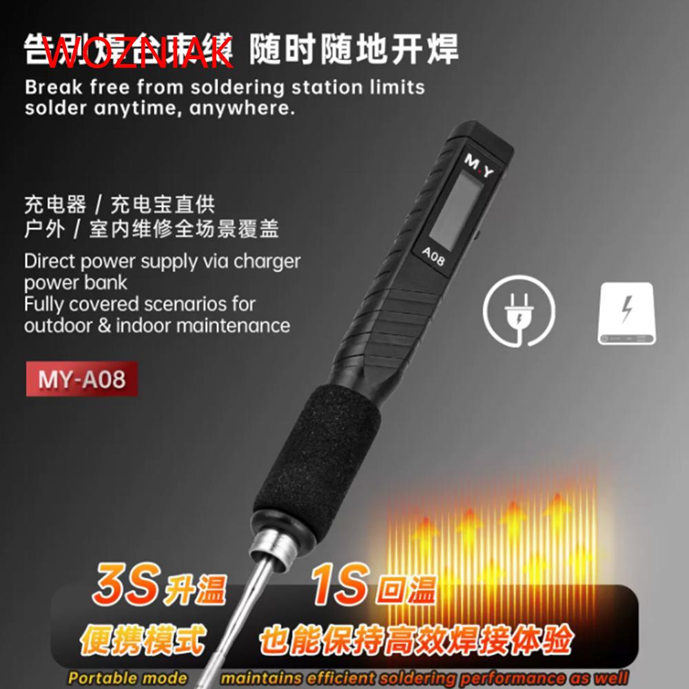 YCS MY-A08 Digital Soldering Iron Manual Tool Combination 5-20V Adjustable Temperature Type-C Electric Welding for Phone Repair