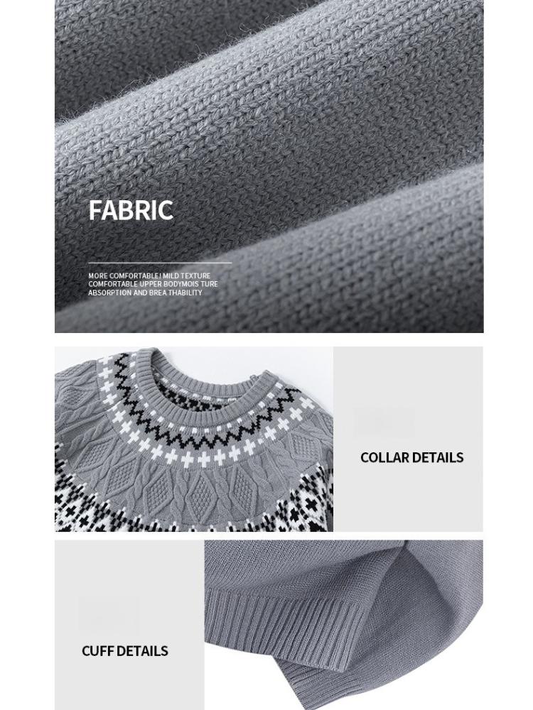 Long Sleeves Sweaters Unisex Sweater Section of The Autumn Winter Retro Floral Pattern Loose Round Neck Design Sense of The Bottoming Knitwear Tops