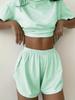 2026 Women's Summer Striped Short-Sleeve Elastic Waist Shorts & Top Set for Comfort