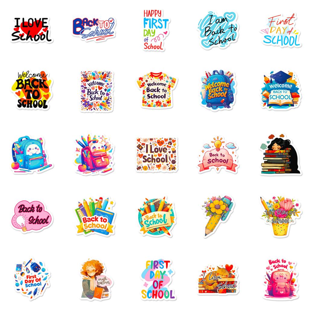 50 School Season Text Decorative Stickers English Love Learning Graffiti Stickers Diy Luggage Notebook
