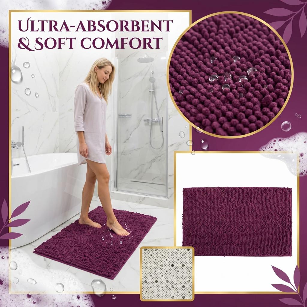 Chenille-Badezimmerteppich 40x60cm Saugfähig Rutschfest Badezimmerteppich Fußmatte Weiche Textur Mikrofaser-Fußbodenmatte
