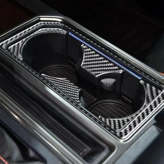 Carbon Fiber Car Front Water Cup Holder Panel Cover Trim For Ford F150 2017-2019