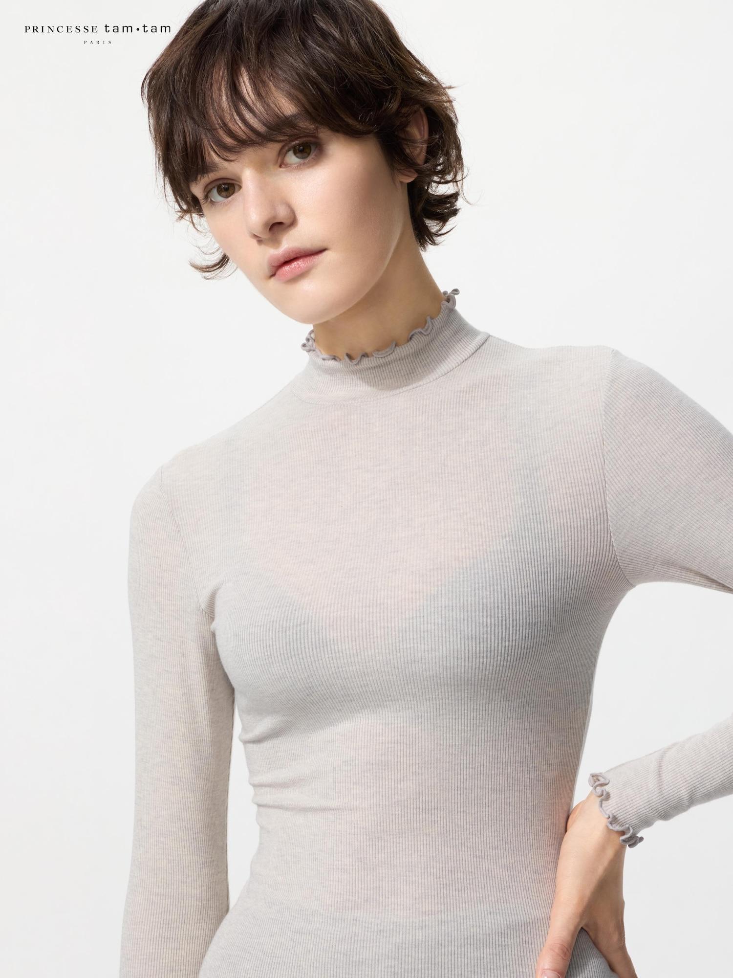 

Uniqlo HeaTTech Кашемировая смесь Рубчик Водолазка T 02 LIGHT GRAY/S