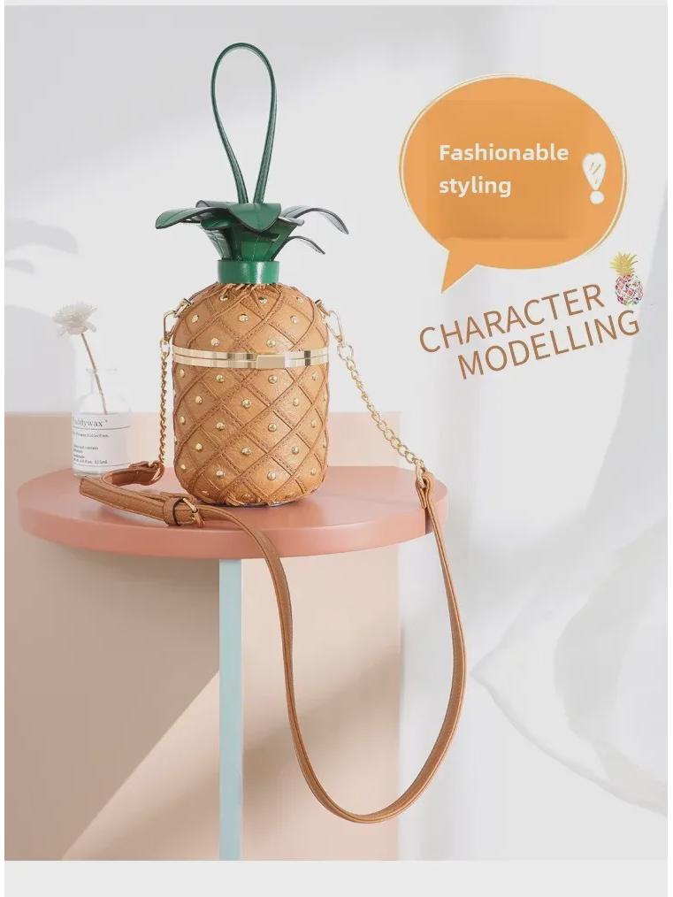 2025 Damska Modna Torba na Ramię w Kształcie Ananasa - Kreatywny i Swobodny Styl Kurierski na Łańcuszku