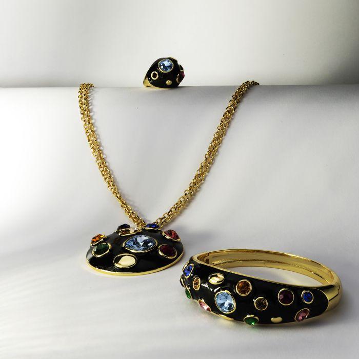 Bracelet - Yever - Laque noire - Finition or 18k - Diamètre 60 mm - Femme