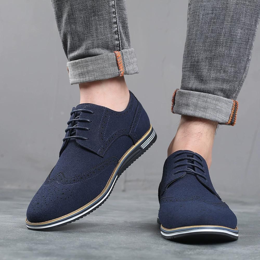 New 2025 Designer Men's Suede Leather Brogues Shoes Fashion Men Casual Daily Gentleman Leisure Shoes For Man
