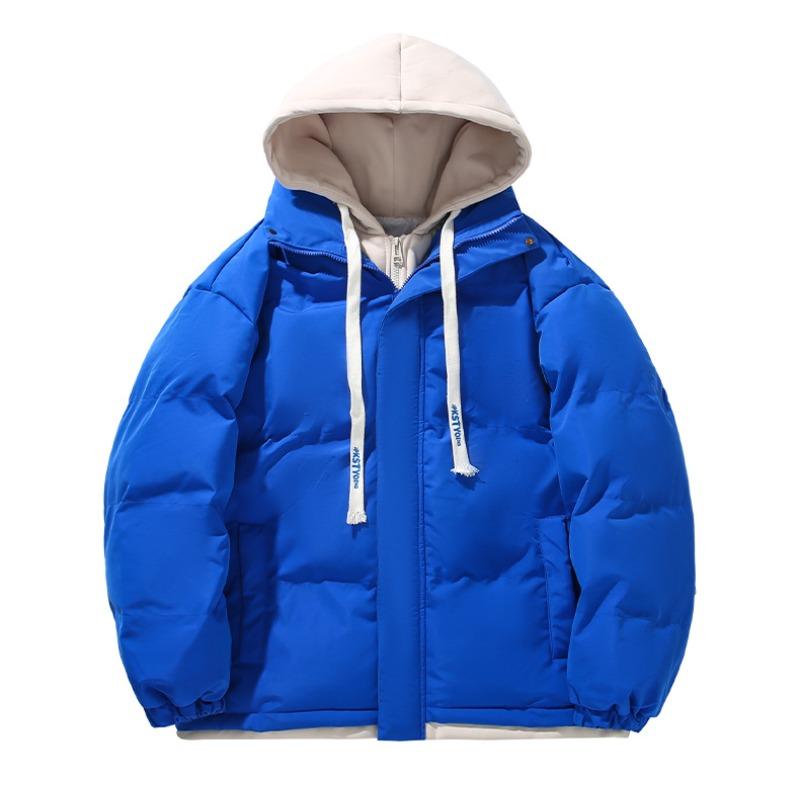 Men's cotton clothes fashion student thickened bread clothes jacket hooded warm cotton-padded clothes fake two-piece cotton-padded clothes men