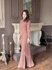 Elegant European-American Slim Fit Luxurious Long Sleeve Dress for Women - 2025 Style