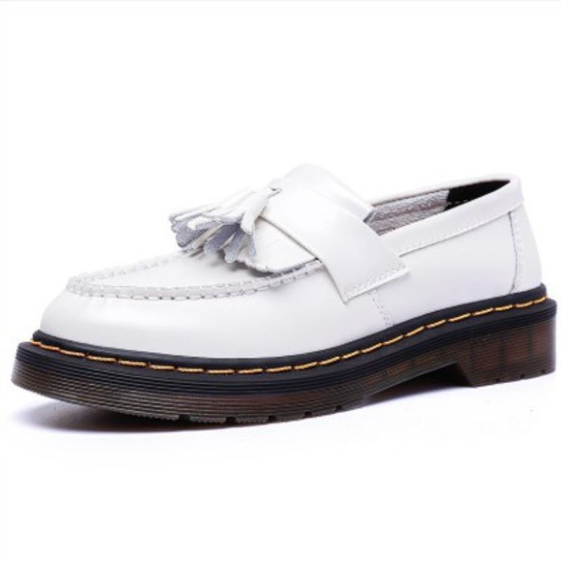 Women's genuine leather low-top small leather shoes fringed loafers student round head casual shoes