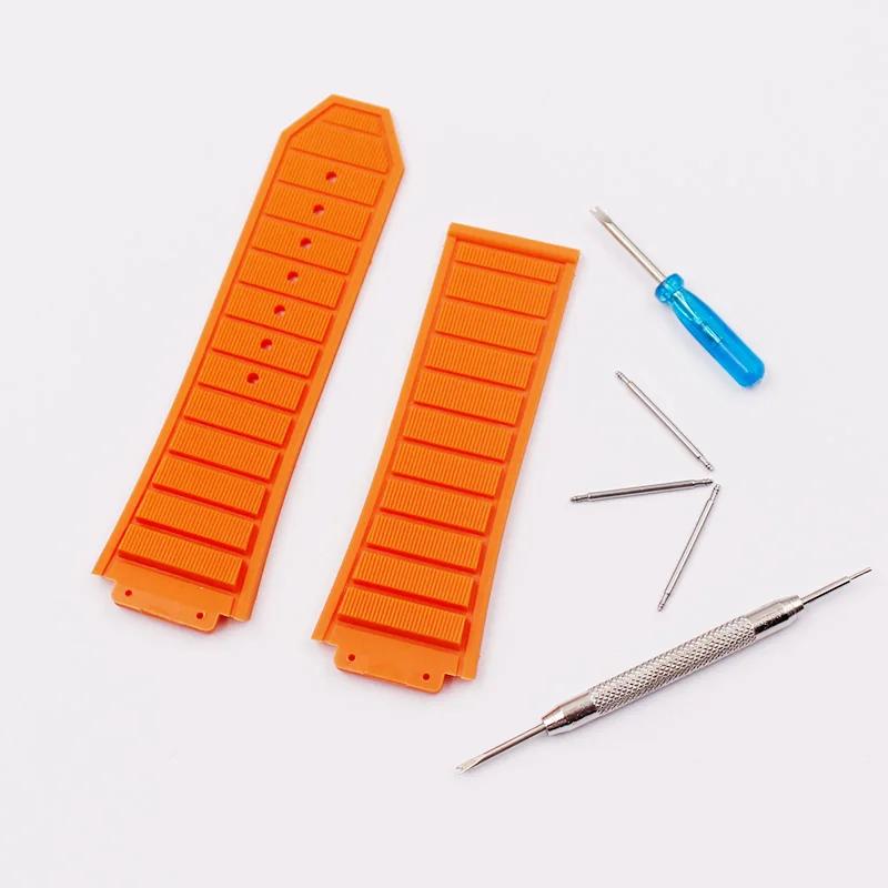 

Классические аксессуары для часов Мужской резиновый ремешок для серии HUBLOT Спортивный ремешок 19 мм*29 мм Женский силиконовый резиновый ремешок с раскладывающейся застежкой 24 мм No buckle оранжевый