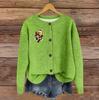 Women's Vintage Knit Button Print Cardigan Jacket