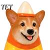 Halloween Window Display Lighted Dog Statue Ornament for Outdoor Yard Decor, Waterproof Puppy Sculpture Festive Lawn Decorations with Warm Light Porch