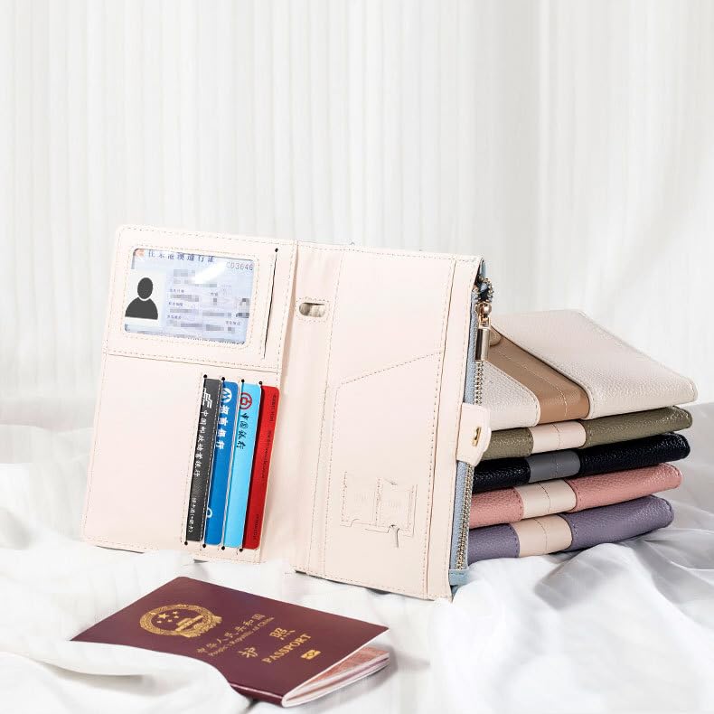 NASSIA Passport Case, Skimming-Resistant, PU Leather, Multifunctional (Pink)