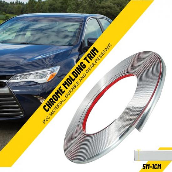 5m*10mm Car Door Side Protector Chrome Trim Molding Decoration Strip Accessories