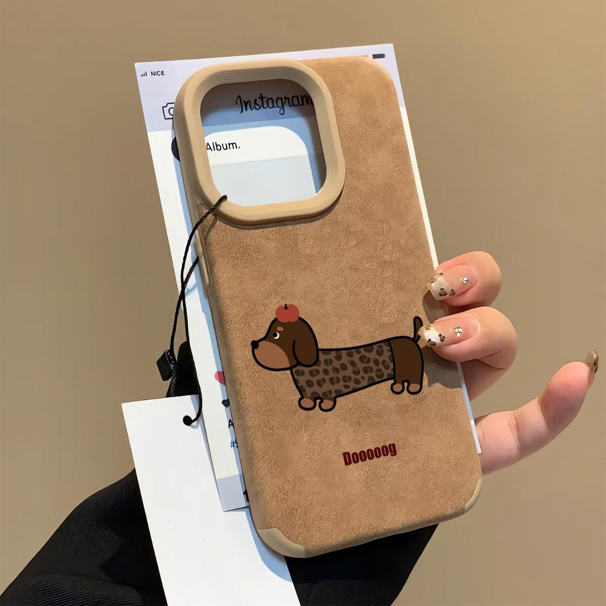 

Милый леопардовый полосатый такса собака для iPhone 14 чехол для телефона Xr Apple 16promax мультфильм 15/13 iPhone 12