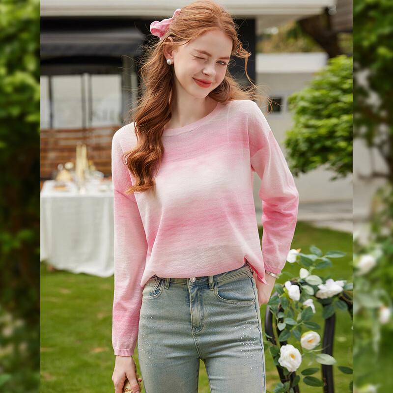 Damen Süßer Farbverlauf Langarm Strickpullover