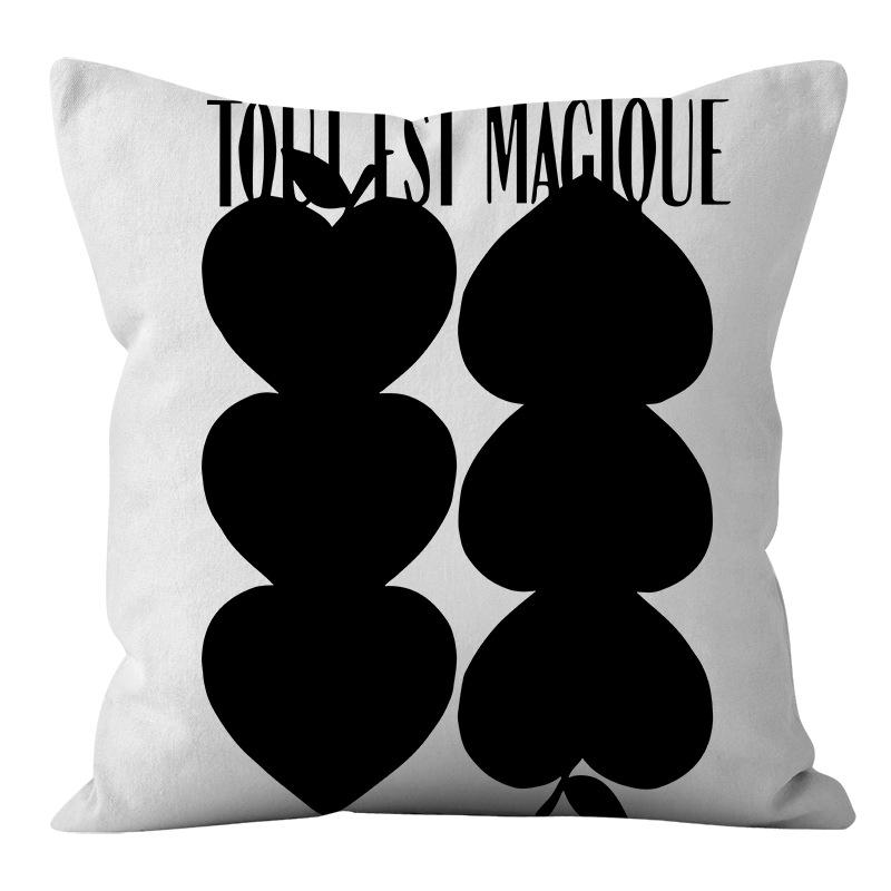Nordic Ins Style Simple and Light Luxury Lines Black and White Plaid Pillow Case Pillow Lunch Break Pillow Sofa Cushion